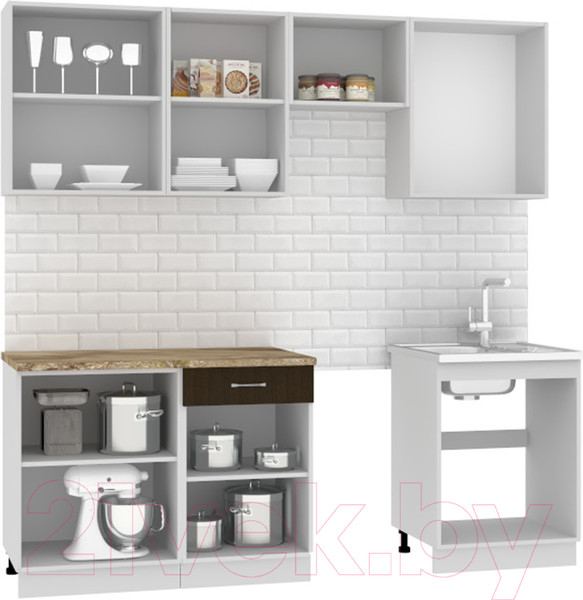 Изображение товара Кухонный гарнитур Mio Tesoro Экстра-лайт 2.2 (венге светлый/венге/мадрид)