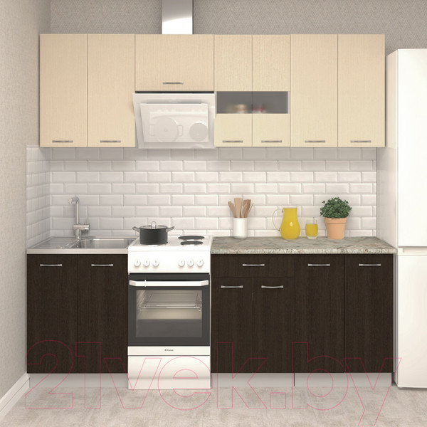 Изображение товара Кухонный гарнитур Mio Tesoro Экстра-лайт 2.2 (венге светлый/венге/марсель)