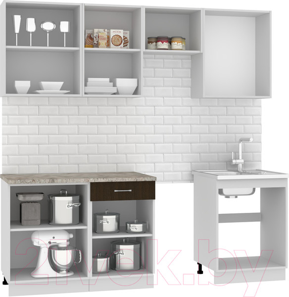 Изображение товара Кухонный гарнитур Mio Tesoro Экстра-лайт 2.2 (венге светлый/венге/марсель)