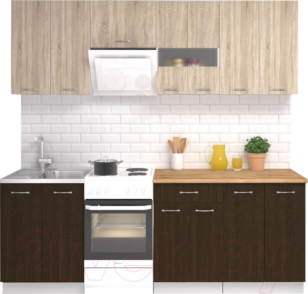 Изображение товара Кухонный гарнитур Mio Tesoro Экстра-лайт 2.2 (дуб сонома/венге/дуб бунратти)