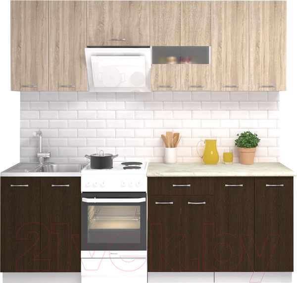 Изображение товара Кухонный гарнитур Mio Tesoro Экстра-лайт 2.2 (дуб сонома/венге/королевский опал)