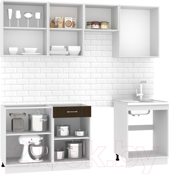 Изображение товара Кухонный гарнитур Mio Tesoro Экстра-лайт 2.2 без столешницы (венге светлый/венге)