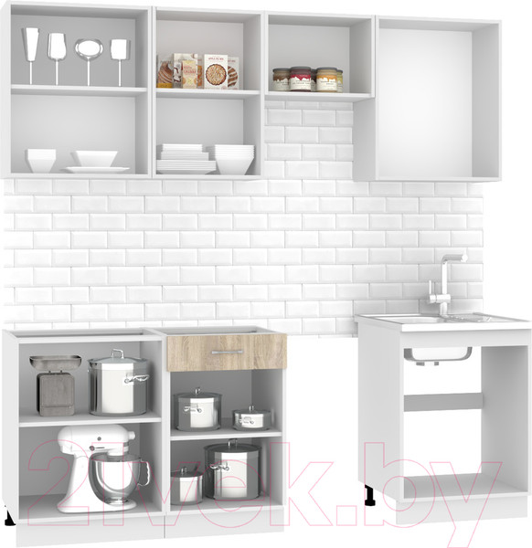 Изображение товара Кухонный гарнитур Mio Tesoro Экстра-лайт 2.2 без столешницы (дуб сонома)