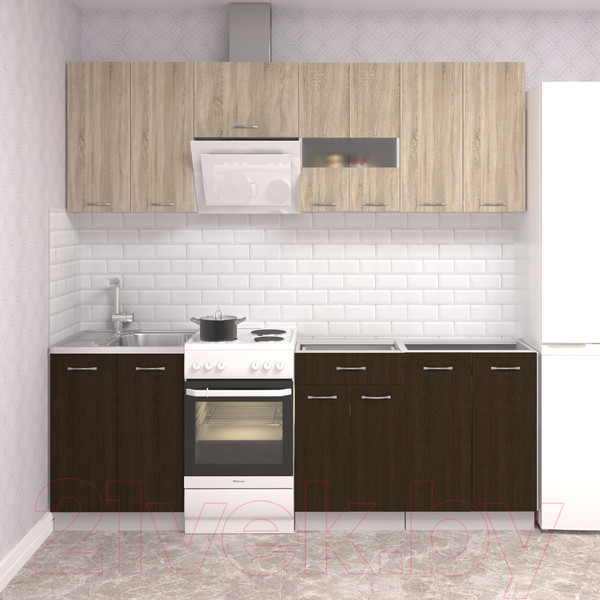 Изображение товара Кухонный гарнитур Mio Tesoro Экстра-лайт 2.2 без столешницы (дуб сонома/венге)