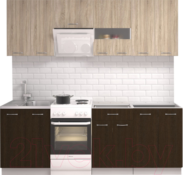 Изображение товара Кухонный гарнитур Mio Tesoro Экстра-лайт 2.2 без столешницы (дуб сонома/венге)