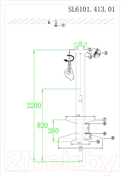 Изображение товара Люстра ST Luce SL6101.413.01 (черный/белый)