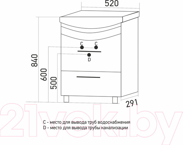 Изображение товара Тумба под умывальник Mixline Радуга 52 522465 (зеленый)