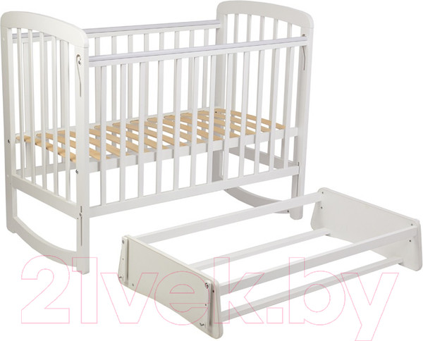 Изображение товара Детская кроватка Polini Kids Simple 304 с маятником / 0003136-04 (белый)