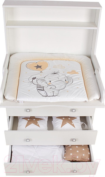 Изображение товара Комод пеленальный Polini Kids Simple 2580 со стеллажом / 0002541.9 (белый)