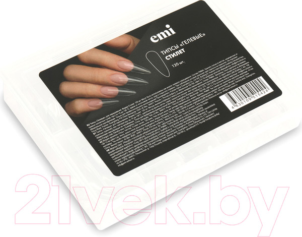 Изображение товара Набор типс для наращивания ногтей E.Mi Типсы Гелевые Стилет (120шт)