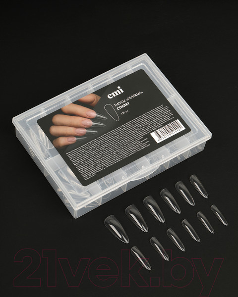 Изображение товара Набор типс для наращивания ногтей E.Mi Типсы Гелевые Стилет (120шт)