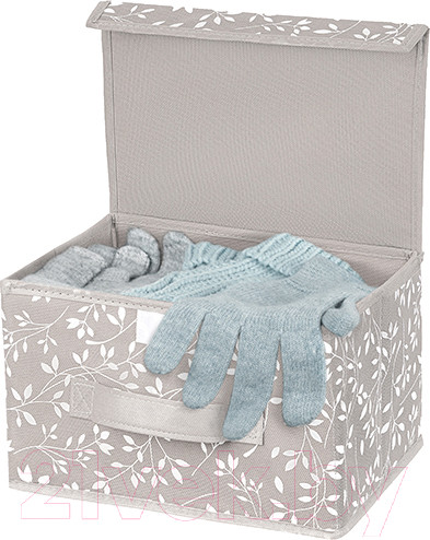 Изображение товара Коробка для хранения Elan Gallery Белая веточка на сером / 490314