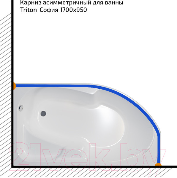 Изображение товара Карниз для ванны Triton София 170x95