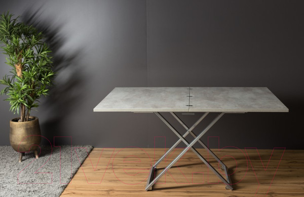 Изображение товара Стол-трансформер Levmar Compact D51/S59 (бетон/нержавеющая сталь)