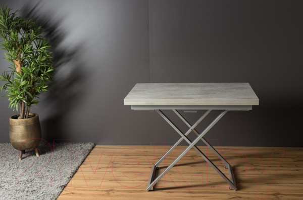 Изображение товара Стол-трансформер Levmar Compact D51/S59 (бетон/нержавеющая сталь)