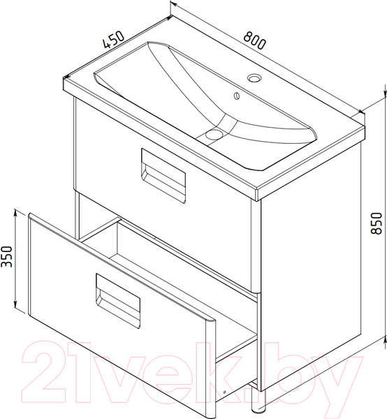 Изображение товара Тумба под умывальник АВН Сорренто 80 / 115.03