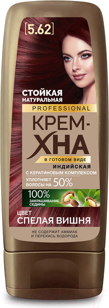 Изображение товара Крем-краска для волос Fito Косметик Крем-Хна Индийская в готовом виде (140мл, спелая вишня)