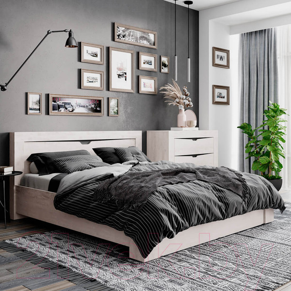 Изображение товара Каркас кровати BTS Леонардо КР-15 (бетон пайн светлый/графит)