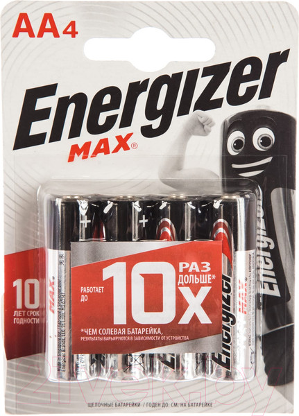 Изображение товара Комплект батареек Energizer MAX E91 LR6/AA BP4/48
