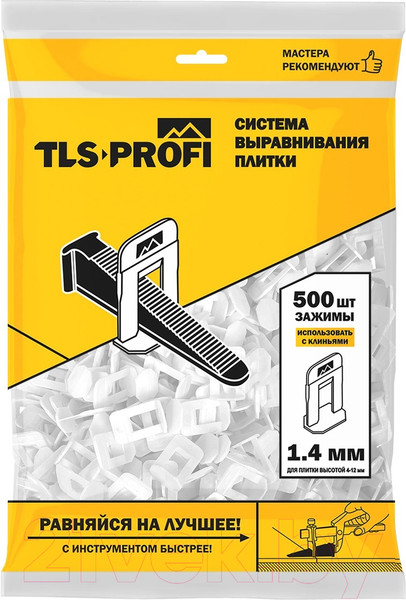 Изображение товара Клипсы для выравнивания плитки TLS-Profi 1.4мм / TLS52020 (500шт)