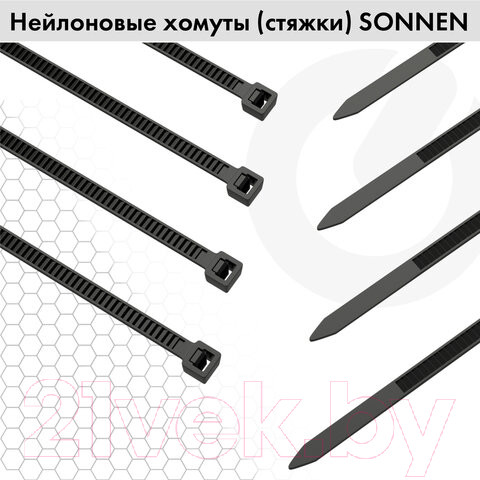 Изображение товара Стяжка для кабеля Sonnen Power Lock / 607920 (100шт, белый)