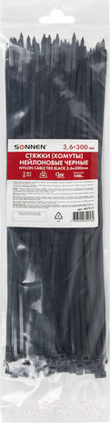 Изображение товара Стяжка для кабеля Sonnen Power Lock / 607917 (100шт, черный)