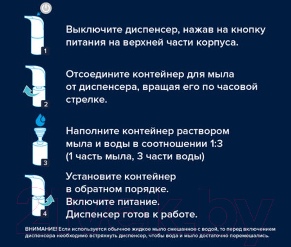 Изображение товара Сенсорный дозатор для жидкого мыла Laima 607324 (белый)