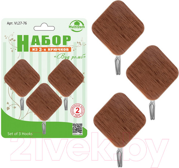 Изображение товара Набор крючков Мультидом Вуд ромб / VL27-76