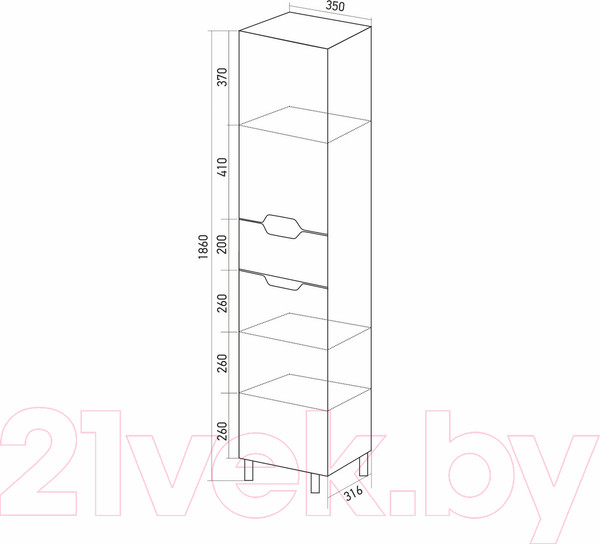 Изображение товара Шкаф-пенал для ванной Mixline Прометей 35 R 518772