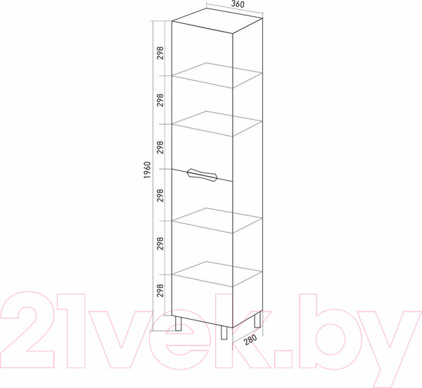 Изображение товара Шкаф-пенал для ванной Mixline Этьен 36 539098