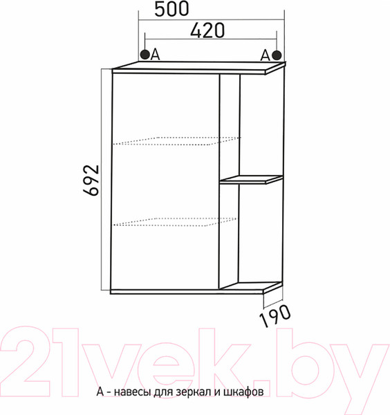 Изображение товара Шкаф с зеркалом для ванной Mixline Стандарт 50 L 525513