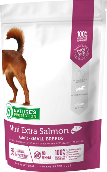 Изображение товара Сухой корм для собак Nature's Protection Mini Extra Salmon Adult Small Breeds / NPS45736 (500г)
