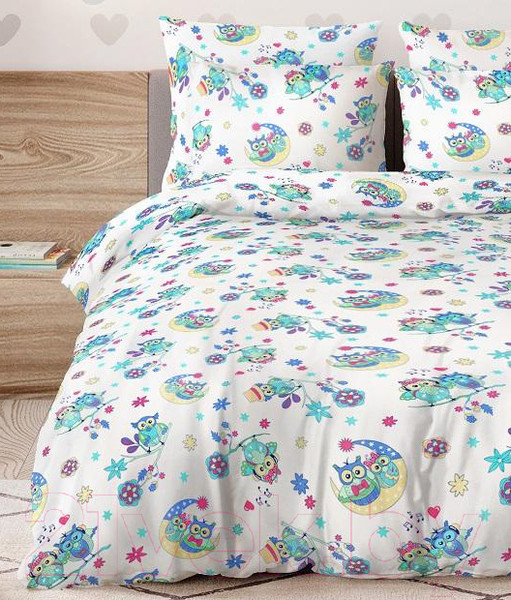 Изображение товара Комплект постельного белья Ночь нежна Совушки б/з 1.5сп / 7559-3 (70x70)