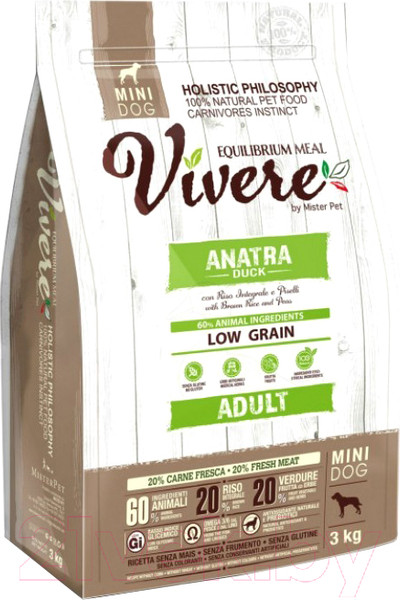 Изображение товара Сухой корм для собак Vivere Mini Adult Duck (3кг)