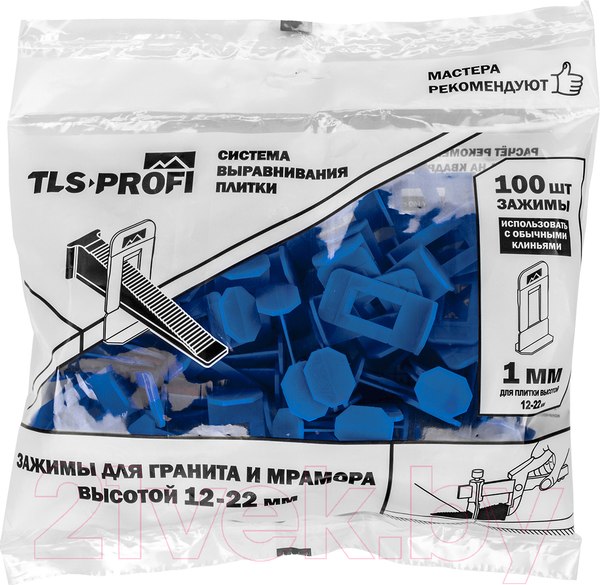 Изображение товара Клипсы для выравнивания плитки TLS-Profi 1мм / TLS12021 (100шт)