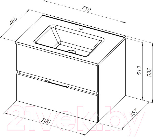Изображение товара Тумба под умывальник Aquanet Алвита 70 / 303910