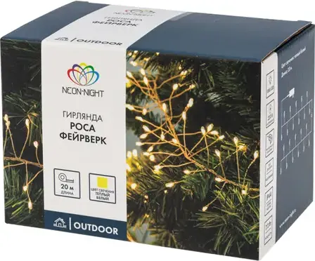 Изображение товара Светодиодная мишура Neon-Night Роса Фейерверк LED 303-246 (20м, теплый белый)