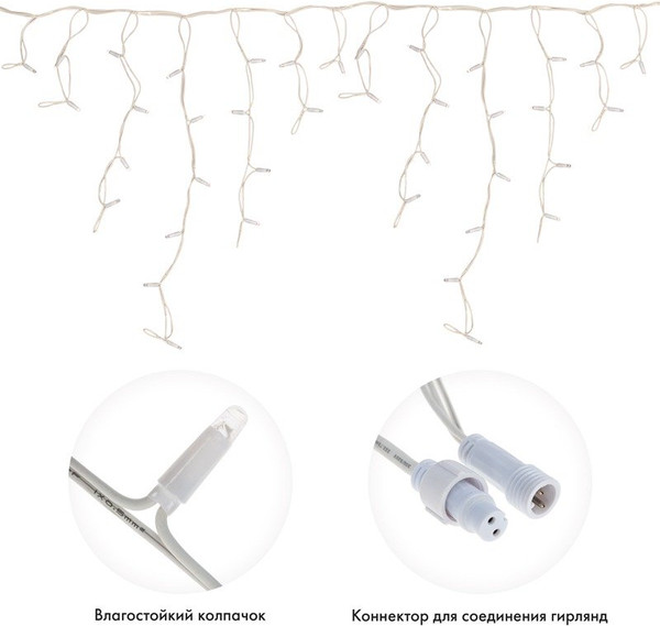 Изображение товара Светодиодная бахрома Neon-Night Айсикл 255-376 (5x0.7м, теплый белый)