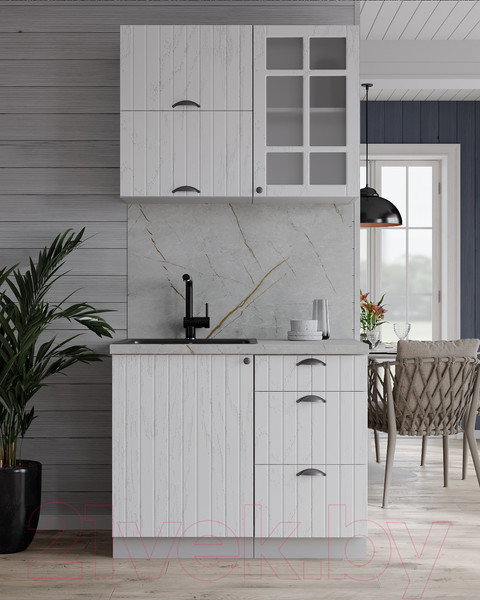 Изображение товара Кухонный гарнитур Интерлиния Берес 0.9Б (дуб полярный/серый каспий)