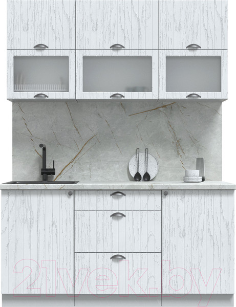 Изображение товара Кухонный гарнитур Интерлиния Берес 1.6Б (дуб полярный/серый каспий)