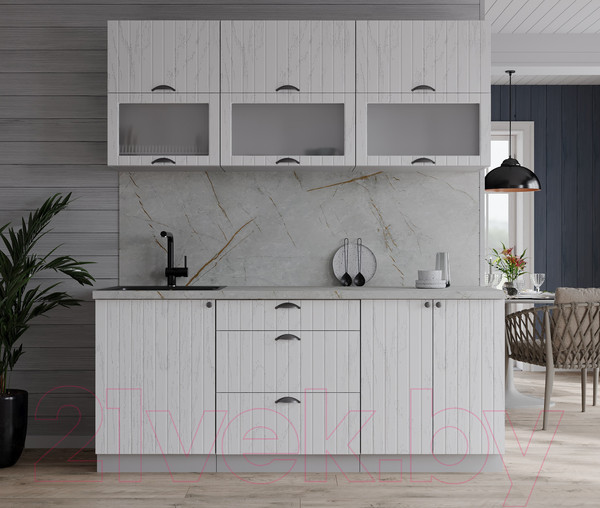 Изображение товара Кухонный гарнитур Интерлиния Берес 1.7Б (дуб полярный/серый каспий)