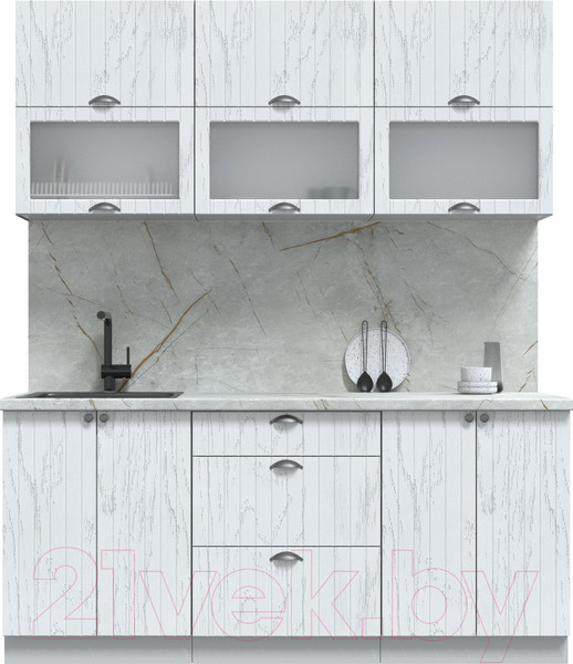 Изображение товара Кухонный гарнитур Интерлиния Берес 1.8Б (дуб полярный/серый каспий)