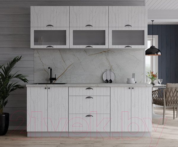 Изображение товара Кухонный гарнитур Интерлиния Берес 1.8Б (дуб полярный/серый каспий)