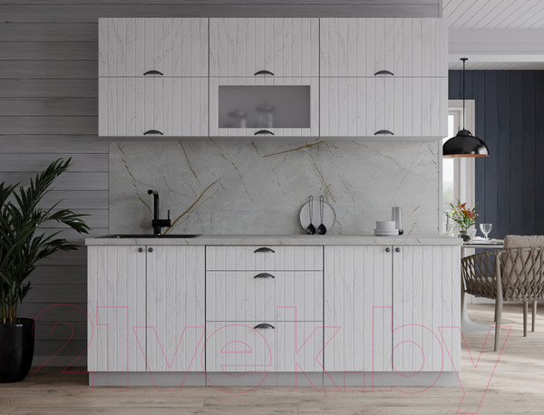 Изображение товара Кухонный гарнитур Интерлиния Берес 1.9Б (дуб полярный/серый каспий)