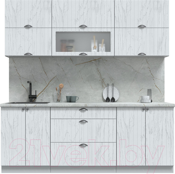 Изображение товара Кухонный гарнитур Интерлиния Берес 2.1Б (дуб полярный/серый каспий)