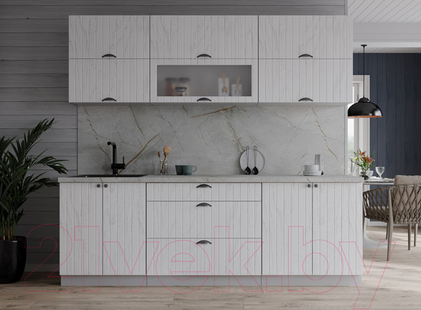 Изображение товара Кухонный гарнитур Интерлиния Берес 2.1Б (дуб полярный/серый каспий)