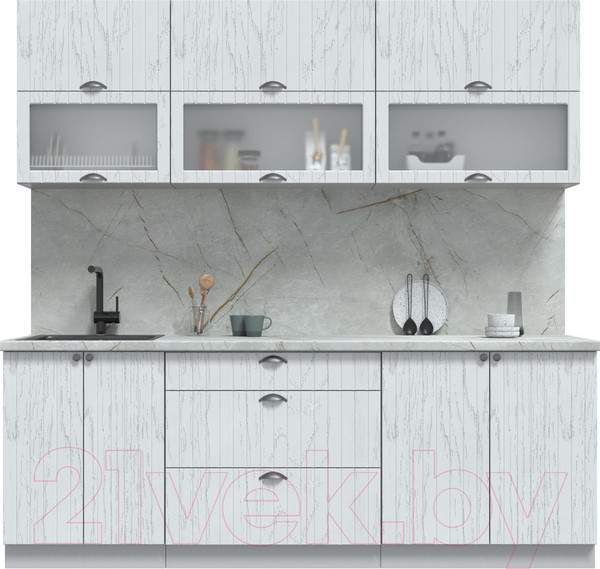 Изображение товара Кухонный гарнитур Интерлиния Берес 2.2Б (дуб полярный/серый каспий)