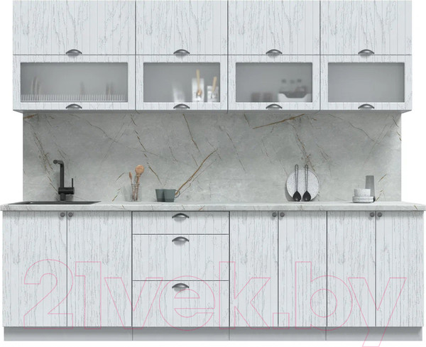 Изображение товара Кухонный гарнитур Интерлиния Берес 2.6Б (дуб полярный/серый каспий)