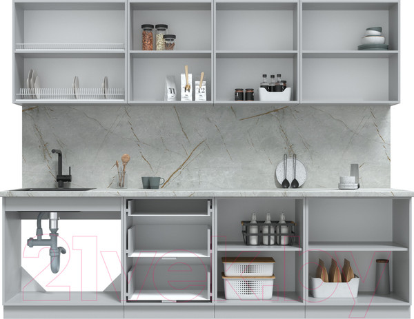 Изображение товара Кухонный гарнитур Интерлиния Берес 2.7Б (дуб полярный/серый каспий)