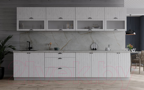 Изображение товара Кухонный гарнитур Интерлиния Берес 3.0Б (дуб полярный/серый каспий)